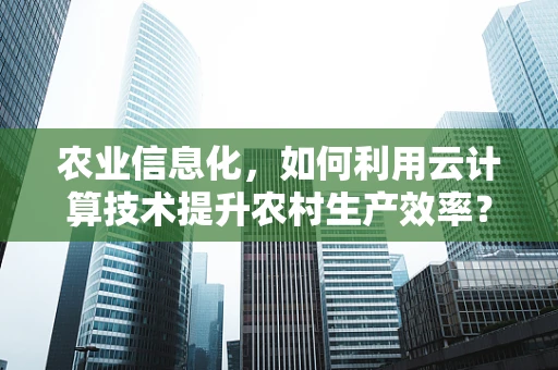 农业信息化，如何利用云计算技术提升农村生产效率？